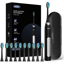 SEJOY 10Brush Heads Electric Toothbrush 5Modes Travel case USB Charge Deep Clean