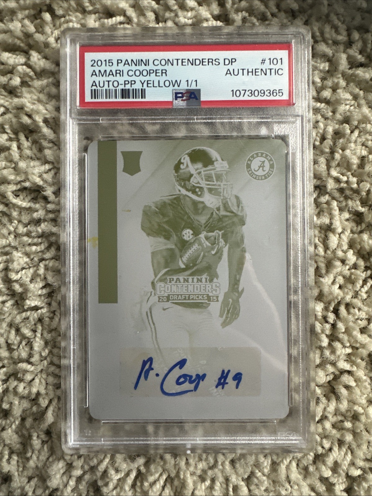 Amari Cooper Panini Contenders Draft Picks #101 Autograph-Printing Plate Yellow 1/1