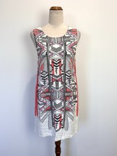 MINKPINK Womens Dress M 10 White Pink Black Shimmer Sequins Shift Festival Party