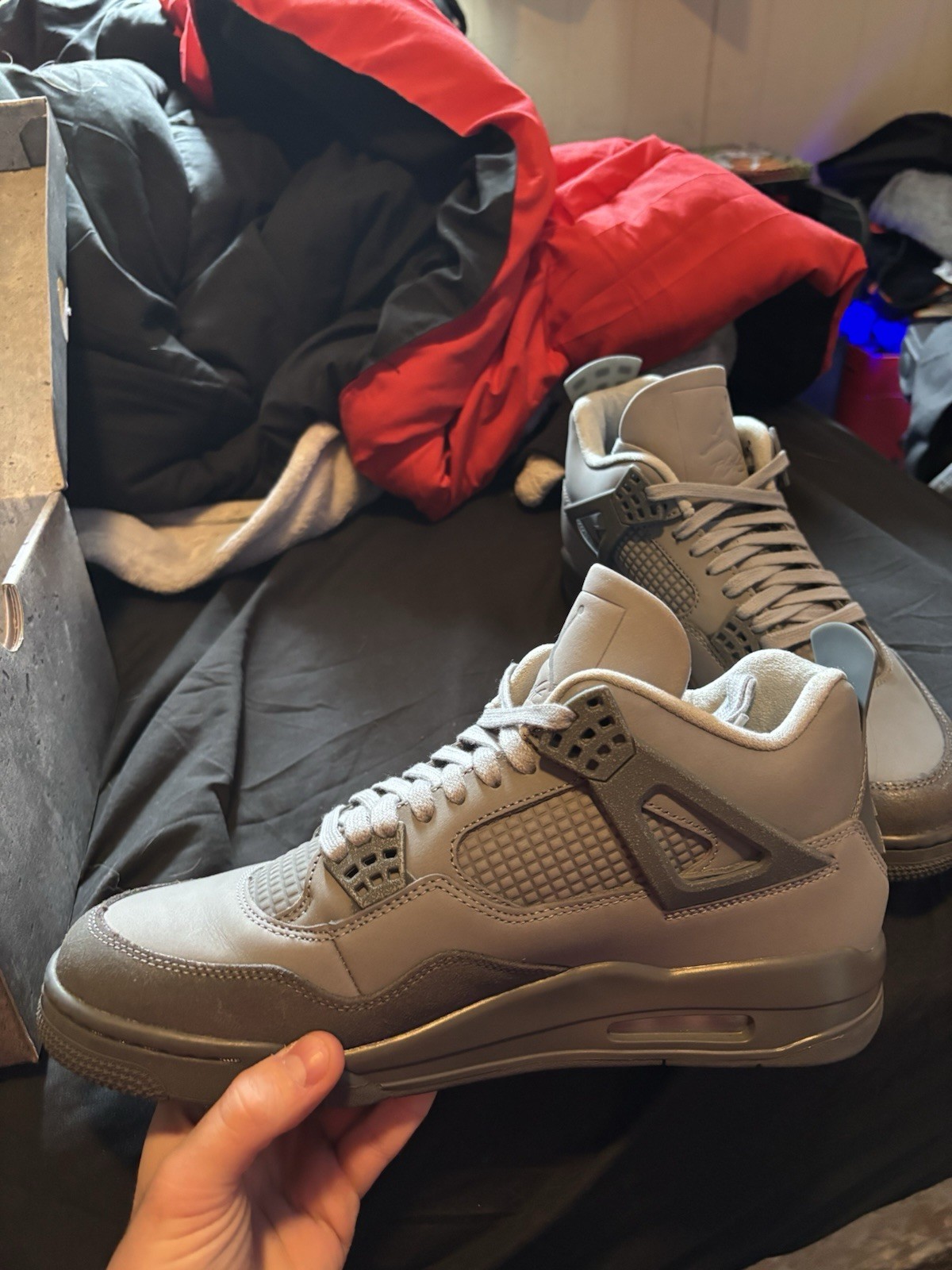 Jordan 4 Wet Cement with box. Never worn out only time worn was to try them on.  thumbnail 7