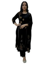 Women's Rayon Viscose Straight Printed Kurta with Palazzo and Dupatta