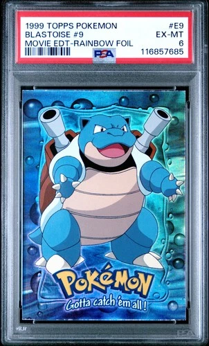 1999 TOPPS POKEMON THE MOVIE EDITION RAINBOW FOIL #E9 BLASTOISE #9 PSA 6