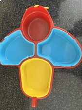 Vintage Red Blue Plane Car Airplane Children Plate Tray Divided Silverware