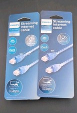 2x-Philips Elite Cat6 Streaming Internet Cable 3ft Ethernet Blue SWN7115A