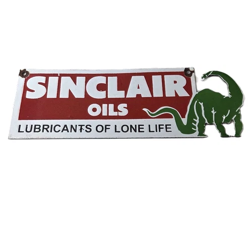 Vintage Sinclair Gasoline Sign - Motor Oil Porcelain Gas Pump Auto Sign