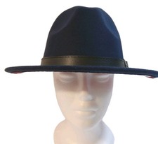 Western Rancher Fedora Style Hat Womens Navy Blue Southwestern Cowgirl Cotton