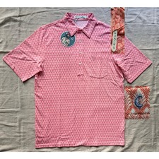 New Criquet Performance Golf Polo Shirt Men's M Pink Floral AOP Resortwear NWT