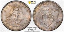 1905 S U.S. Philippines Silver Peso PCGS AU Detail Scratch