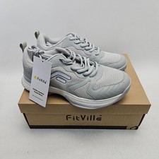 FitVille Wide Pickleball Shoes for Women - Foggy Gray - 8.5M