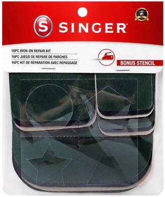 Singer Notions 99 Iron-On Patches Repair Kit 16/Pkg-Assorted Colors