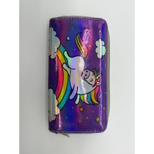 Unicorn Zip Around Wallet Purple Shiny Rainbow