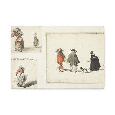 Gesina ter Borch - Vrouw met kinderen, een lopende - Canvas Wall Art