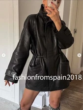 ZARA NEW WOMAN LEATHER JACKET WITH ADJUSTABLE WAIST BLACK XS-S,M-L 5479/780/800