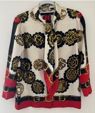 HERMES long-sleeved shirt with Scarf Design Red Women's Size 40 made in France