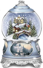 The Bradford Exchange Thomas Kinkade Jingle Bells Christmas Musical Snowglobe