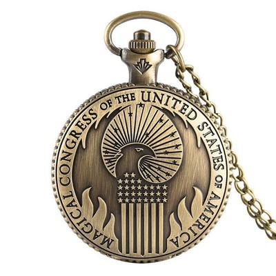 Retro USA Magical Congress Arabische Zahl Quarz Taschenuhr Lange Kette Souvenir