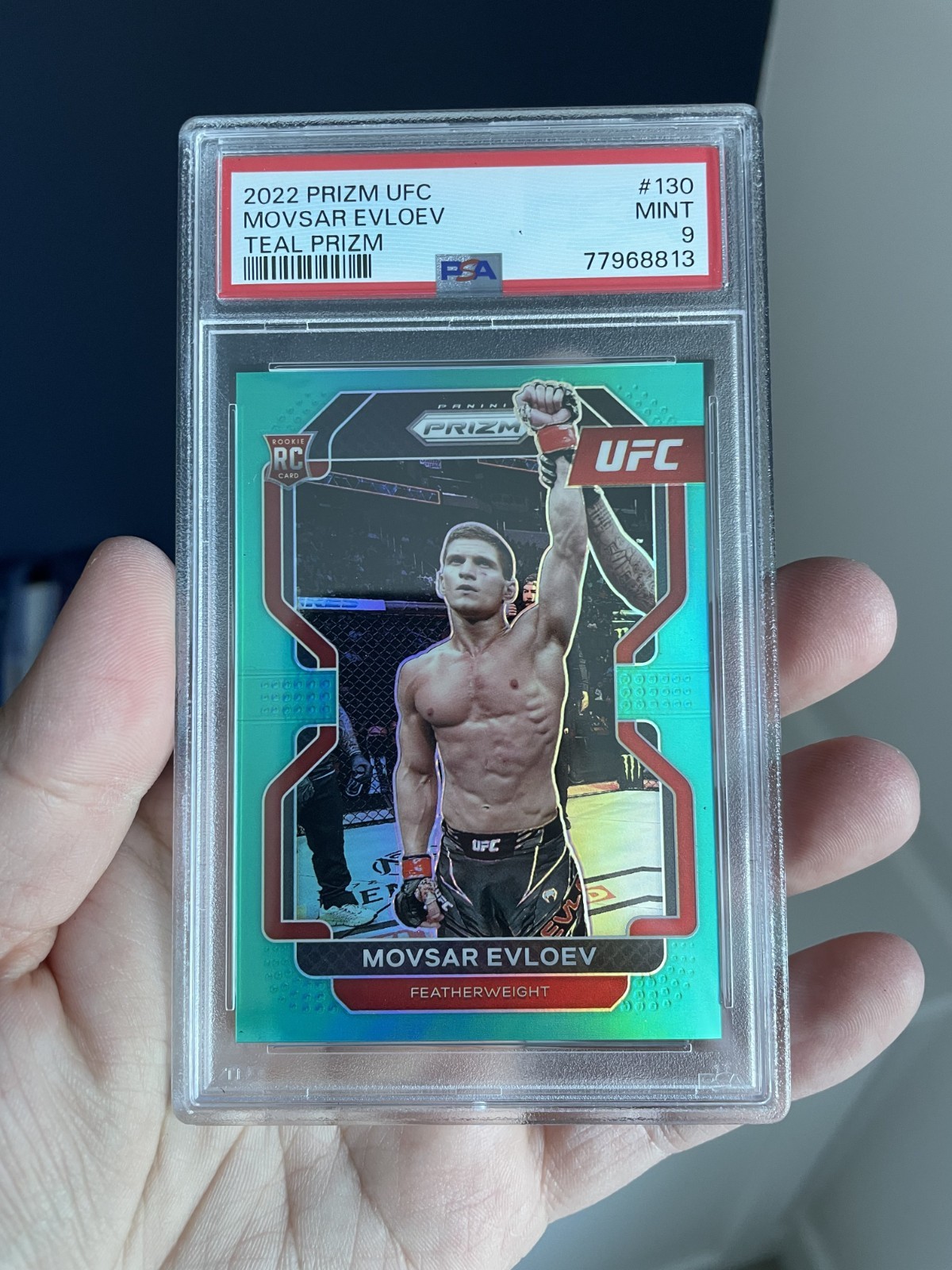 Movsar Evloev Rookie Teal Prizm /49 - 2022 Panini Prizm UFC #130 - PSA 9 TY