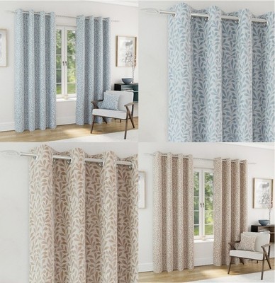 Sherwood Jacquard Stiel Blatt Verdunkelung vorgefertigte Ösenvorhänge - 2 Farben