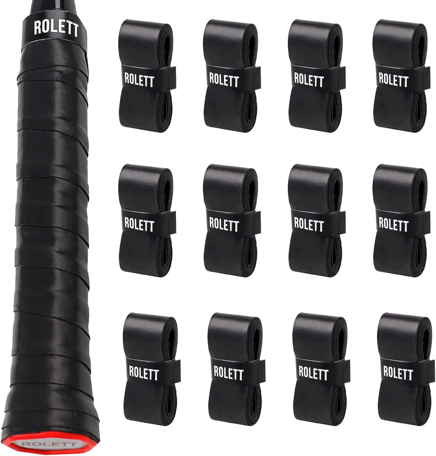 12 Pack Tennis Racket Grip Tape, Precut Anti Slip black 