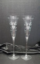 Pair Colony Crystal Forever Champagne Toasting Flutes 6 oz Doves & Hearts