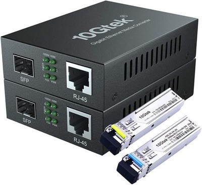 a Pair of Gigabit Ethernet Bidi Media Converter, SingleMode Single LC 20km 