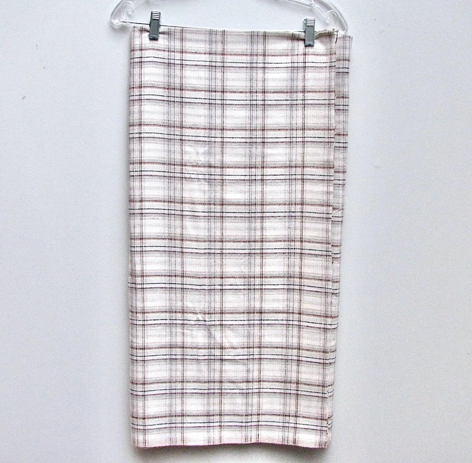 "Tela vintage a cuadros tipo lino natural blanca multicolor 3 1/4 yardas 60"" de ancho" Foto 2 de 4