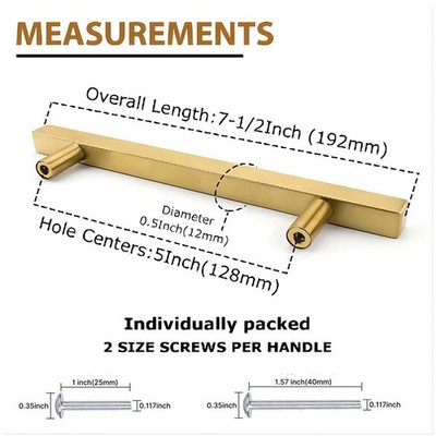 20 Pack Stainless Steel Brushed Gold Kitchen Cabinet Handles Square Drawer Pulls