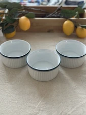 DANSK BISTRO Set of 3 Ramekins Bowls Christianshavn Blue  4 1/8" x 2" Portugal