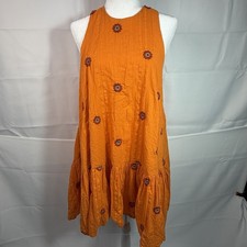Urban Outfitters Orange Floral Embroidered Mini Sun Dress XL Cottagecore Boho