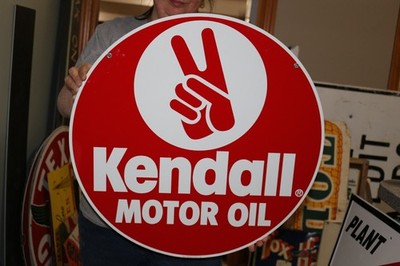 Original Vintage Kendall Motor Oil Gas Station 2 Sided 23 1/4'' Metal Sign NICE