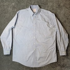 Brooks Brothers 346 Mens Button Down Dress Shirt Blue Non-Iron 16.5 34/35 Solid