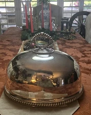 Antico Vintage Regency Argento Piatto Carne Cupola Servizio Cloche Cupola Cupola