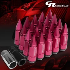 JDM PINK M12X1.5 23MM OD 83MM TALL ALUMINUM WHEEL RIM LUG NUTS W/CAPS+2 ADAPTERS