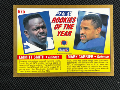 1991 Score Rookies of the Year #675 Emmitt Smith Mark Carrier