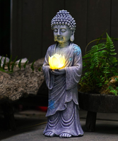 Stehende Buddha Figur Mit Solar LED Lotus Garten Deko FüR Zen Feng Shui
