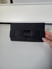 Debut Debenhams Black Satin Bow Clutch Evening Bag Chain Strap