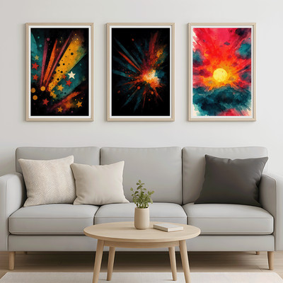 Moderne abstrakte Sammlung | 3er Set geometrische Kunstdrucke für Wohndeko