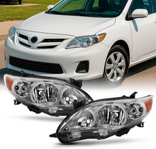 - for 2011-2013 Toyota Corolla Chrome Clear Headlights Front Lamps Direct Replac