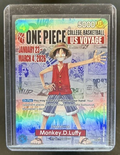 2026 One Piece X College Basketball US Voyage Monkey D Luffy Promo #P-055
