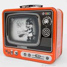 Retro TV Metal Lunch Box with Lenticular Animation Storage Tin Cat & Mouse