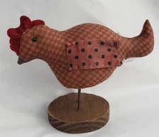 Primitive Style 6" Checkered Chicken Hen Farmhouse Farm Decor 2005 O2018
