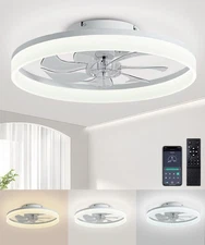 Ceiling Fans with Lights and Remote, 20" Modern Low Profile Ceiling Fan with ...