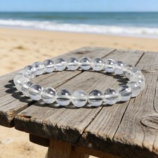 Natural Clear Quartz Stretch Bracelet 8mm White Beads Healing Crystal Jewelry