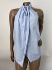 St.Agni Women Halter Top Ciel Blue Size S Oxford Open Back Tie Sleeveless Cotton