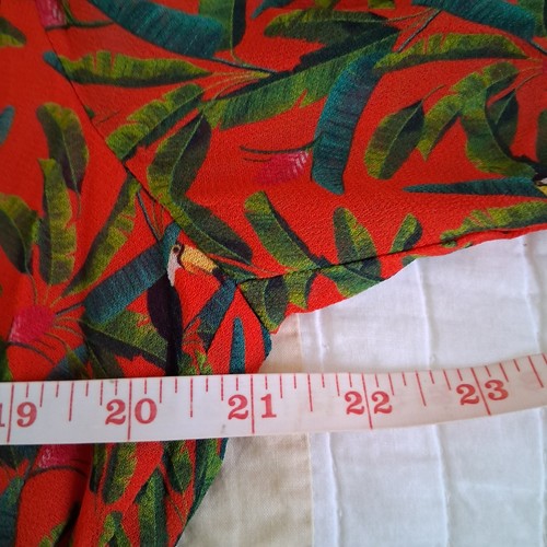 Farm Rio Orange Mini dress Toucan w/ Palm Leaves long sleeves Large NWOT Boho - Picture 3 of 12