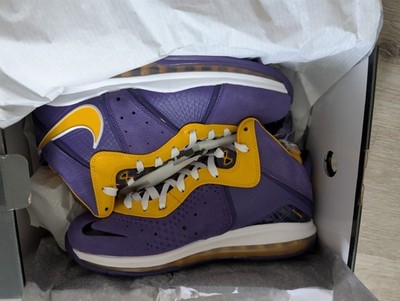 NIKE LEBRON 8 VIII QS LA LAKERS PURPLE GOLD MENS SIZE 9.5