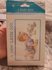 Baby Boy Vintage American Greetings Birth Announcements Cards Blue 8 Pk New Son