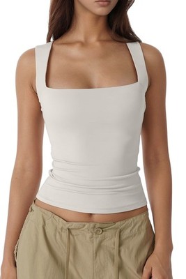 Damen Tank Tops mit Quadratischem Ausschnitt, Ärmellos, , M Q8P91301