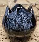Stunning Signed Anna Van Briggle Pottery Vase Planter Black Tulip w/ Blue Accent
