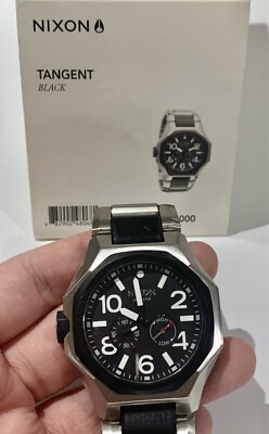 Nixon A397-000 The Tangent Black & Silver Tone Stainless Steel 